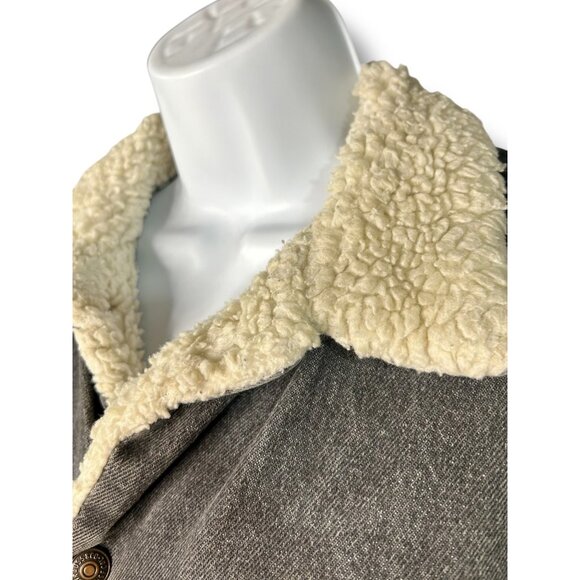 Vintage Levi’s Charcoal Denim Jacket Sherpa Lined Unisex - Picture 2 of 13